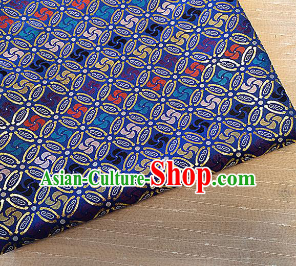 Asian Chinese Traditional Winnower Pattern Design Royalblue Brocade Cheongsam Fabric Silk Material