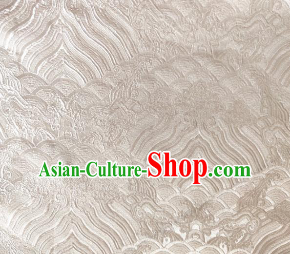 Asian Chinese Traditional Wave Pattern Design White Brocade Cheongsam Fabric Silk Material