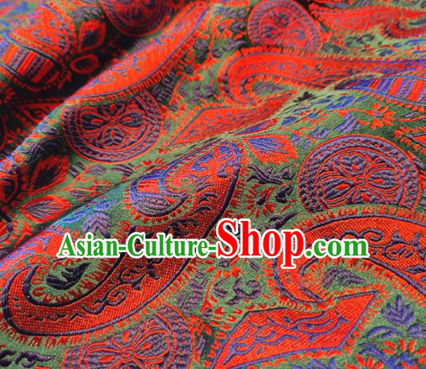 Asian Chinese Traditional Paisley Pattern Design Green Brocade Cheongsam Fabric Silk Material