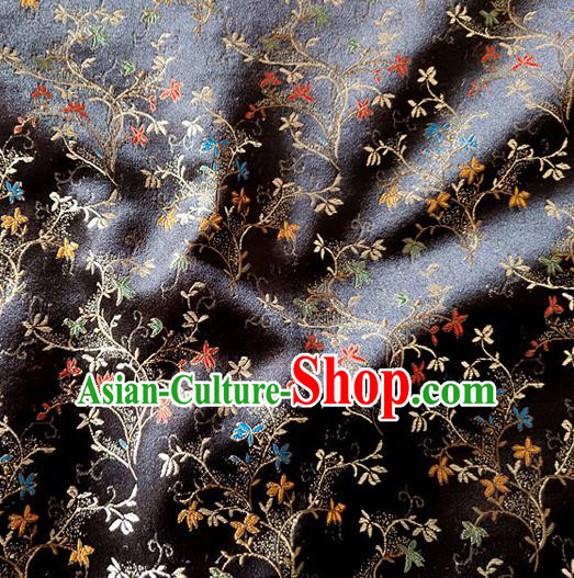 Asian Chinese Traditional Tuberose Pattern Design Black Brocade Cheongsam Fabric Silk Material