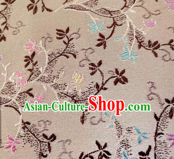 Asian Chinese Traditional Tuberose Pattern Design Beige Brocade Cheongsam Fabric Silk Material