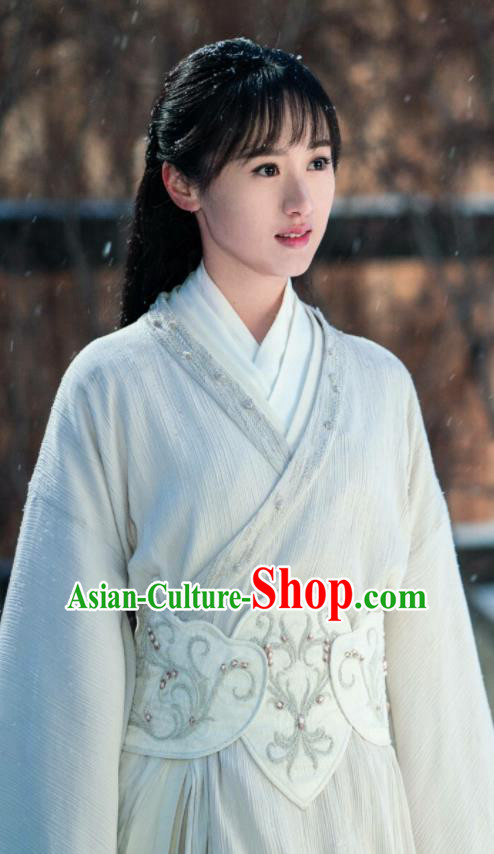 Ever Night Ancient Chinese Drama Traditional Tang Dynasty Royal Princess Mo Shanshan White Costumes for Women