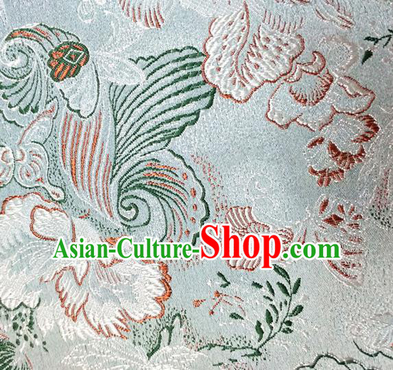 Asian Chinese Traditional Phalaenopsis Pattern Design Light Green Brocade Cheongsam Fabric Silk Material