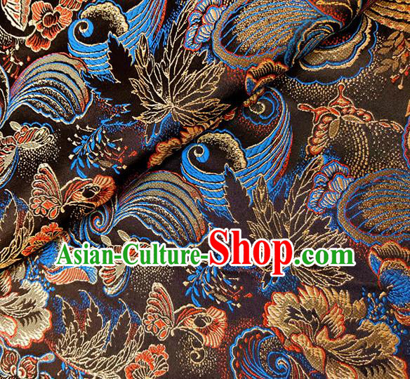 Asian Chinese Traditional Phalaenopsis Pattern Design Brown Brocade Cheongsam Fabric Silk Material