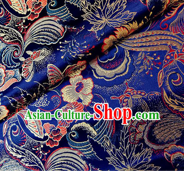 Asian Chinese Traditional Phalaenopsis Pattern Design Royalblue Brocade Cheongsam Fabric Silk Material