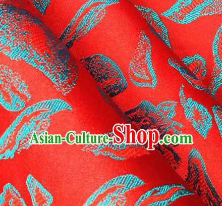 Asian Chinese Traditional Rose Petals Pattern Design Red Brocade Cheongsam Fabric Silk Material