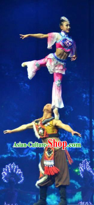 Chinese The Romantic Show of Lijiang Stage Performance Yi Nationality Dance Costumes for Women for Men