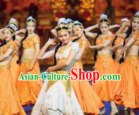 Chinese The Romantic Show of Songcheng Dance Dress Stage Performance Costume and Headpiece for Women