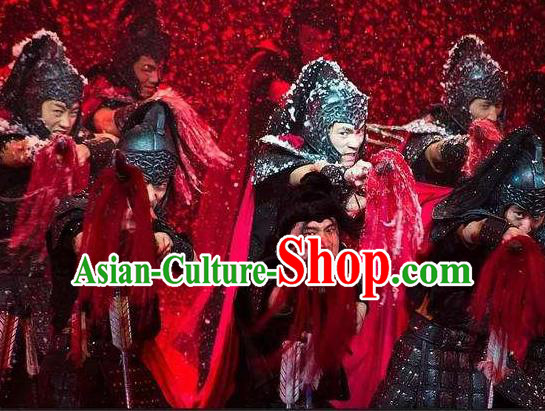 Chinese The Romantic Show of Songcheng Military General Stage Performance Dance Armor Costume for Men