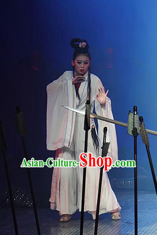 Chinese The Romantic Show of Songcheng Dance White Dress Stage Performance Costume for Women