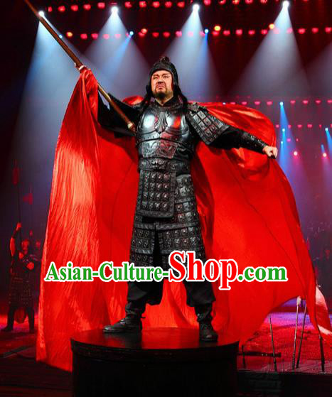 Chinese The Romantic Show of Songcheng General Helmet and Body Armour Stage Performance Dance Costume for Men