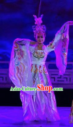 Chinese The Dream of Datang Tang Dynasty Court Dance White Dress Stage Performance Costume for Women