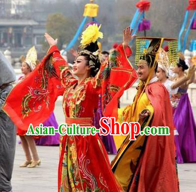 Chinese The Dream of Tang Dynasty Consort Yang and Xuan Emperor Stage Show Costumes for Women for Men