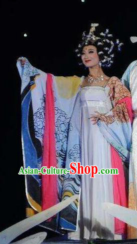 Chinese The Long Regret Tang Dynasty Imperial Consort Dance White Dress Stage Performance Costume for Women