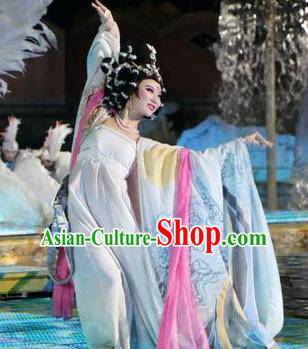 Chinese The Long Regret Tang Dynasty Imperial Consort Dance White Dress Stage Performance Costume for Women