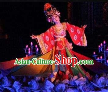 Chinese The Long Regret Tang Dynasty Consort Yang Dance Red Dress Stage Performance Costume for Women