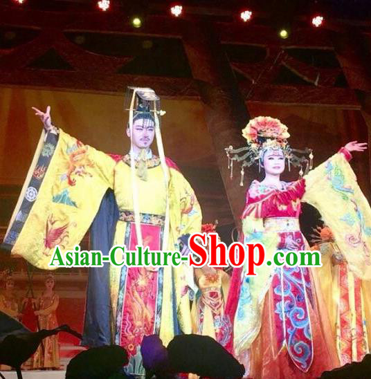 Chinese The Long Regret Tang Dynasty Consort Yang and Xuan Emperor Li Longji Stage Show Costumes for Women for Men