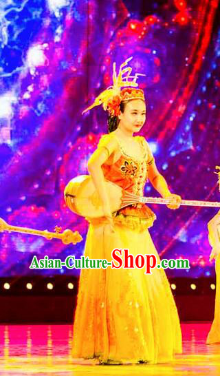 Chinese Back to the Silk Road Uyghur Nationality Dance Dress Stage Performance Ethnic Costume for Women