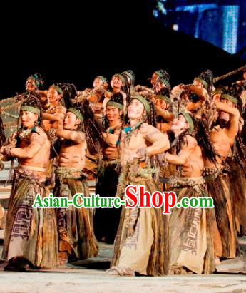 Chinese Chang E The Goddess of The Moon Primitive Tribe Stage Performance Dance Costume for Men