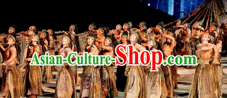 Chinese Chang E The Goddess of The Moon Primitive Tribe Stage Performance Dance Costume for Men