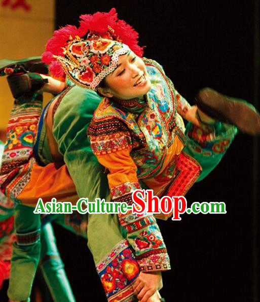 Chinese Dynamic Yunnan Bai Nationality Dance Dress Stage Performance Ethnic Costume for Women