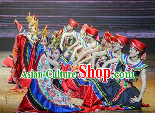 Chinese The Romantic Show of Mingyue Stage Show Yi Nationality Dance Costumes for Women for Men