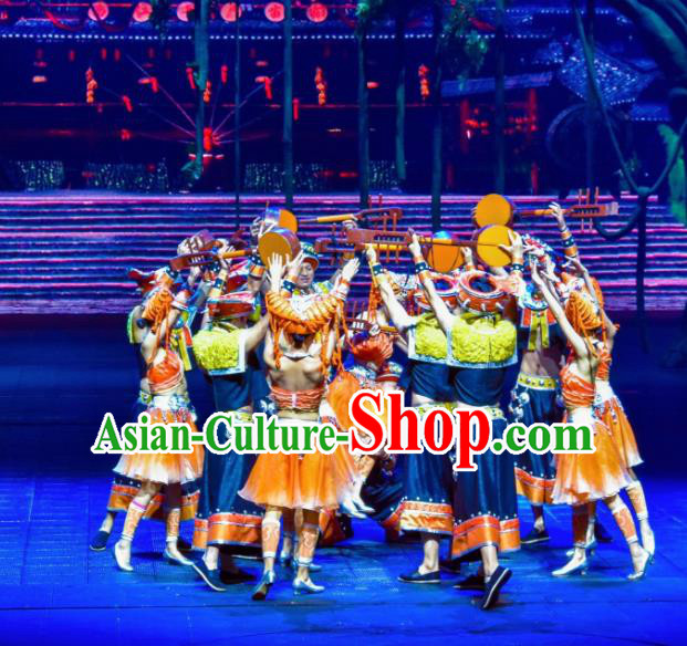 Chinese The Romantic Show of Mingyue Ethnic Stage Show Yi Nationality Dance Costumes for Women for Men