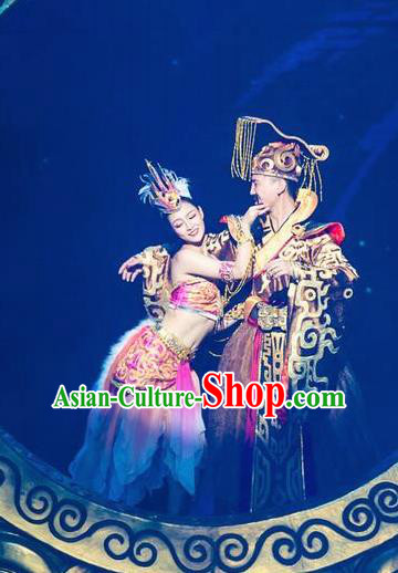 Chinese The Romantic Show of Tanhe Emperor and Imperial Consort Stage Performance Dance Costumes for Women for Men