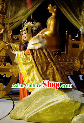 Chinese Princess Wencheng Drama Dance Dress Stage Performance Costume and Headpiece for Women