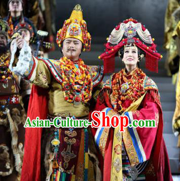 Chinese Princess Wencheng and Srongtsen Gampo Stage Performance Dance Costumes for Women for Men