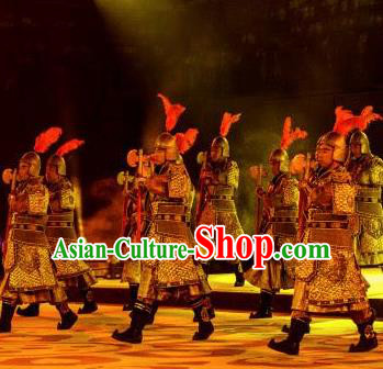 Chinese Chang An Impression Ancient Tang Dynasty General Armor Stage Performance Dance Costume for Men