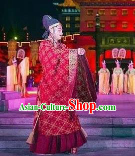 Chinese Chang An Impression Ancient Tang Dynasty Minister Stage Performance Red Costume for Men