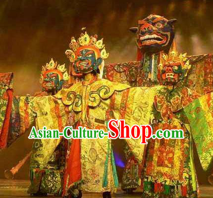 Chinese Impression Tibetan Zang Nationality Clothing Stage Performance Folk Dance Costume for Men