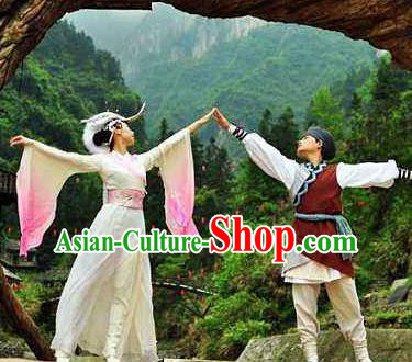 Chinese The Love Story Of A Woodman And A Fairy Fox Stage Performance Dance Costumes for Women for Men