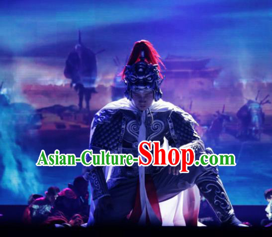 Chinese Back to Song Dynasty General Body Armor Stage Performance Dance Costume for Men