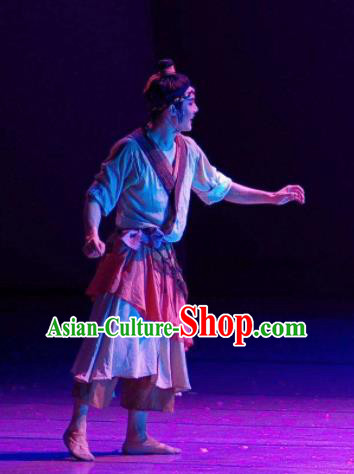 Chinese River Theatre The Peach Colony Civilian Farmer Stage Performance Dance Costume for Men