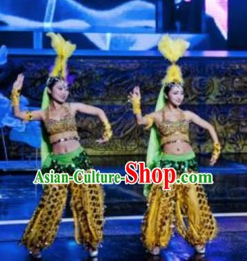 Chinese Magic Ganpo Impression Indian Dance Dress Stage Performance Costume and Headpiece for Women