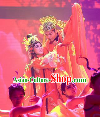Chinese Magic Ganpo Peking Opera Wedding Bride and Bridegroom Stage Performance Dance Costumes for Women for Men