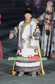 Chinese Impression of Going East To Native Land Mongol Nationality Ubashi Khan Stage Performance Dance White Costume for Men