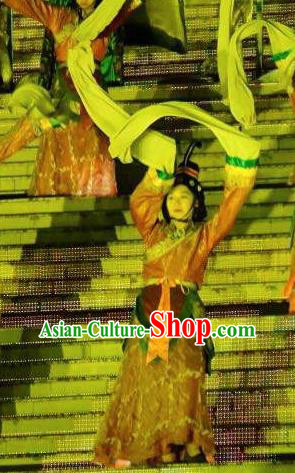 Chinese Mount Tai Worship Ceremony Han Dynasty Classical Dance Dress Stage Performance Costume for Women