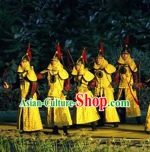 Chinese Kangxi Ceremony Qin Dynasty General Body Armor Stage Performance Dance Costume for Men