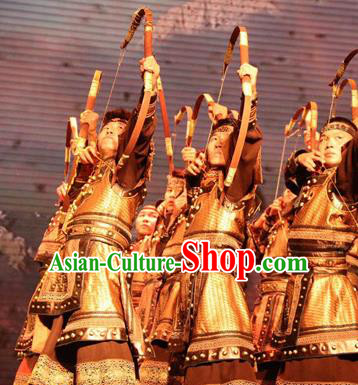 Chinese Impression of Going East To Native Land General Body Armor Stage Performance Folk Dance Costume for Men