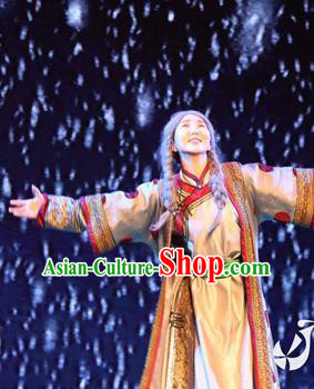 Chinese Impression of Going East To Native Land Mongol Nationality Torghut Dance Dress Stage Performance Costume for Women