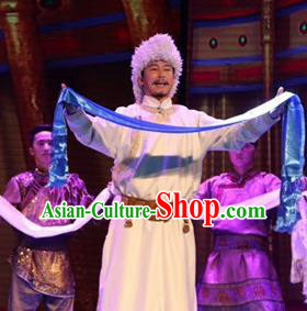 Chinese Impression of Going East To Native Land Mongol Nationality Torghut King Stage Performance Folk Dance Costume for Men