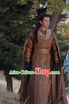 Drama Ever Night Chinese Ancient Prince Brown Hanfu Clothing Traditional Tang Dynasty Swordsman Costumes for Men