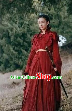 Drama Ever Night Chinese Ancient Female Assassin Ye Hongyu Red Hanfu Dress Traditional Tang Dynasty Swordsman Costumes for Women