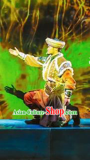 Chinese Encounter Lijiang Zhuang Ethnic King Dance Clothing Stage Performance Costume for Men
