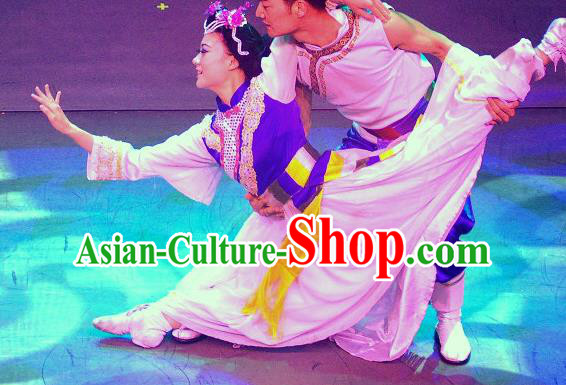 Chinese Lishui Jinsha Yi Nationality Dance Dress Ethnic Wedding Stage Performance Costume and Headpiece for Women