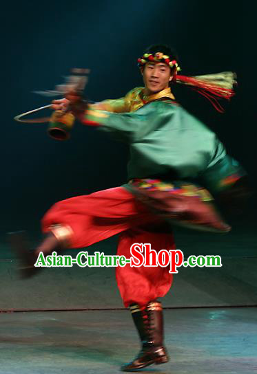 Chinese Lishui Jinsha Zhuang Nationality Dance Clothing Ethnic Stage Performance Costume for Men