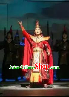 Chinese Shapotou Celebration Han Dynasty Emperor Clothing Stage Performance Dance Costume for Men